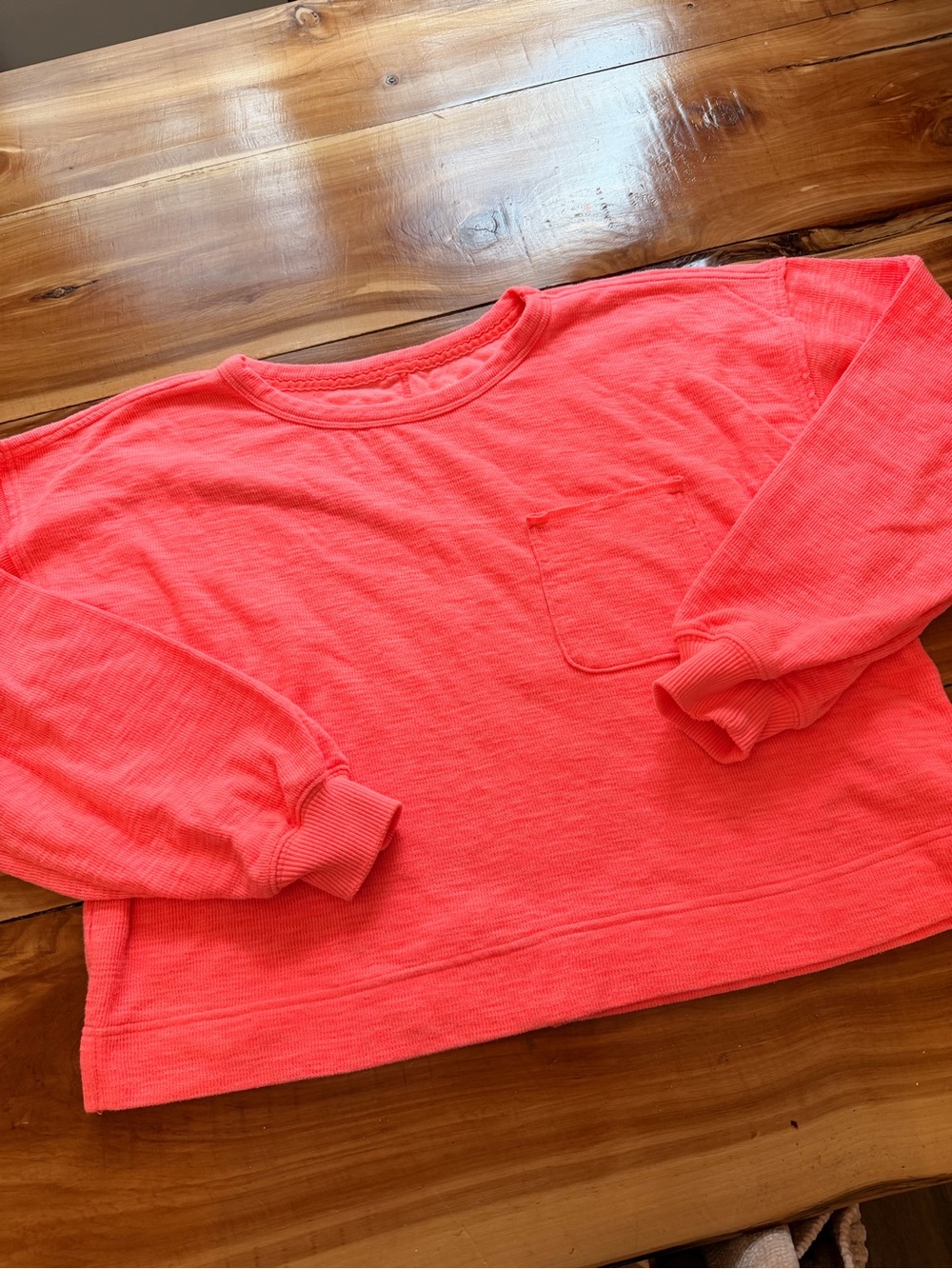 aerie Coral Crewneck Pocket Sweater Neon Pink XS Good Condition